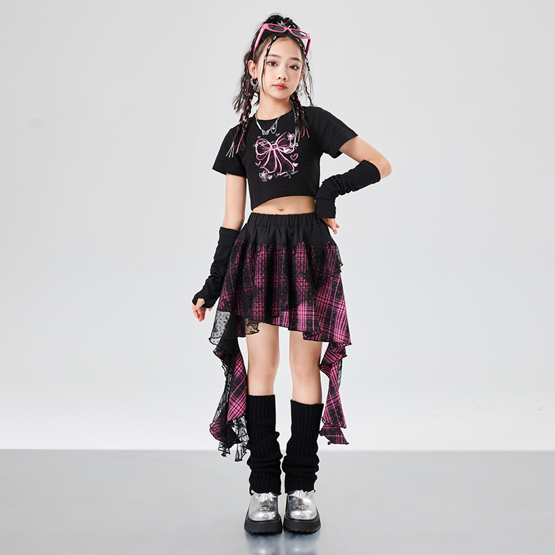 friendly4kid ชุดเต้น เด็กหญิง เสื้อแขนสั้น+กระโปรง สไตล์สายเกาหลี