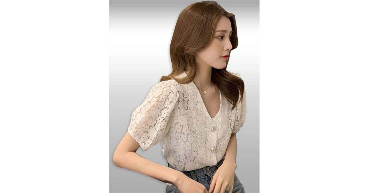 เสื้อลูกไม้แฟชั่นสวยหวานสไตล์เกาหลี รหัส2330