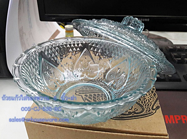 ถ้วยแก้วใส่ของหวาน 5 นิ้ว+ฝา Code : 005-CJ-535-BC