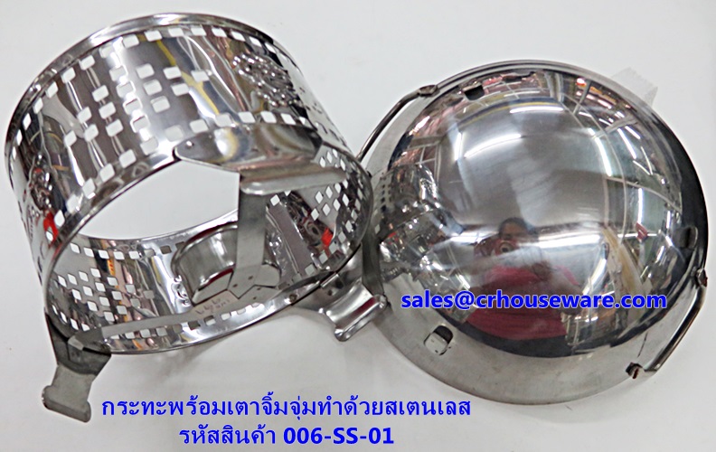 กระทะพร้อมเตาจิ้มจุ่มทำด้วยสเตนเลส 006-SS-01 Pan with stove dip Made with stainless steel. 006-SS-01.Hot and Sour Prawn Soup Dtom Yum Gkoong or Tom Yum Goong pot,酸辣虾汤火锅,Tôm nồi súp nóng và chua,ກຸ້ງຫມໍ້ແກງຮ້ອນແລະສົ້ມ, Panas dan Sour Udang periuk sup