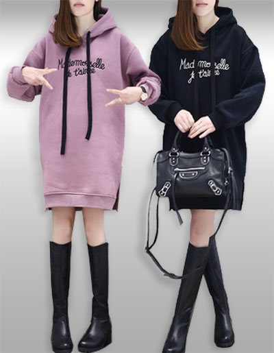 ชุดเดรสสั้นใส่คลุมกันหนาวมีฮู้ดสไตล์เกาหลี มี2สี รหัส2189