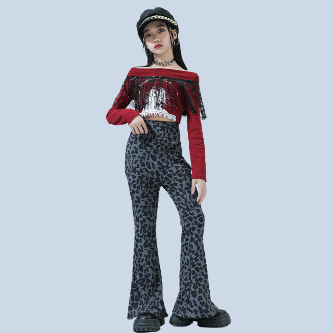 friendly4kid พร้อมส่ง ชุดเต้นเด็กหญิง HipHop Jazz เสื้อแขนยาว