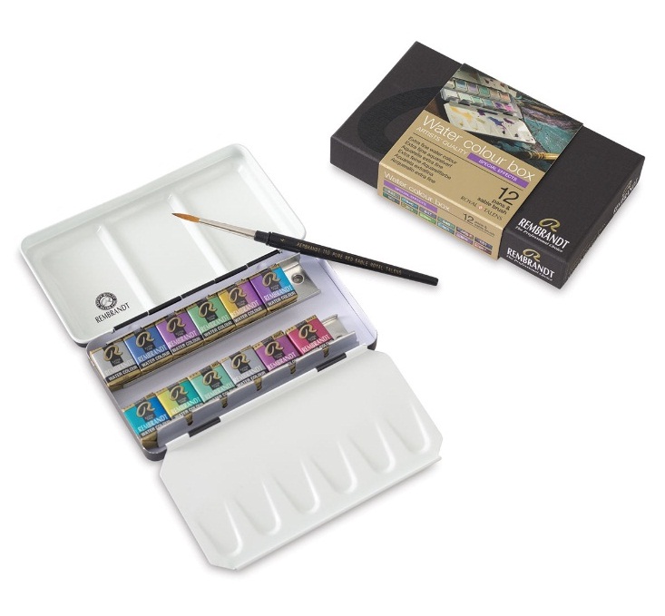 ชุดสีน้ำกล่องโลหะ Rembrandt 12สี พร้อมพู่กัน (Special Effects)