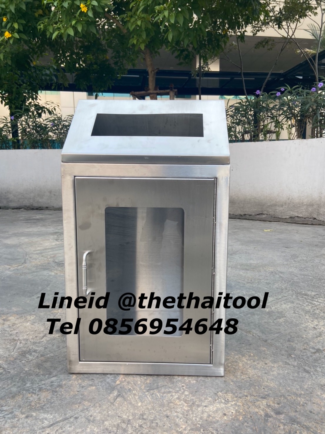ถังขยะสแตนเลสใสมองเห็นด้านใน 001-UC-194 Stainless trash bin clear. 001-UC-194