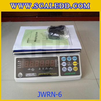 เครื่องชั่งดิจิตอล6kg ยี่ห้อ JADEVER รุ่น JWRN พิกัดน้ำหนัก 6kg ความละเอียด 0.5g (มีใบตรวจรับรองจากสำนักชั่งตวงวัด)