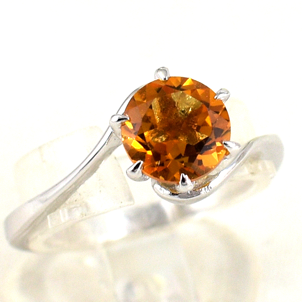 แหวนเงินแท้ราคาถูกชุบทองคำขาว ซิทรินแท้ 1.25 กะรัต งานประณีตสวยงาม สั่งผลิตค่ะ