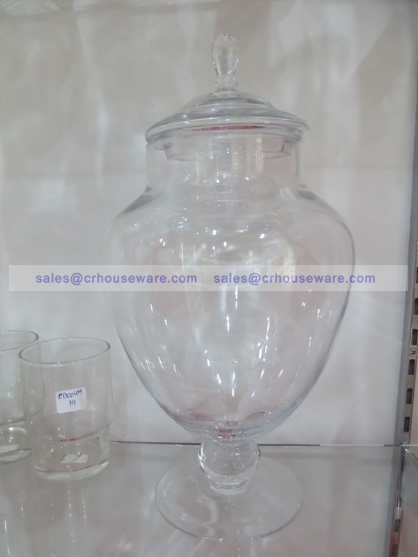 โหลแก้วพร้อมฝา แฮนด์เมด เนื้อใส ความสูง 30 ซม. JJG-JAR-C9-33