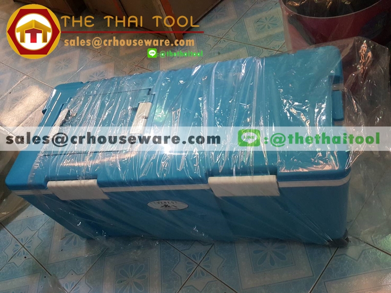 ถังน้ำแข็งมีล้อลาก 75 ลิตร มีหูหิ้ว ฝาเปิดเล็กด้านบน รหัสสินค้า 005-PT-ICE75L,Ice bucket with wheels drag 75 liters,กระติกน้ำแข็งมีล้อลาก