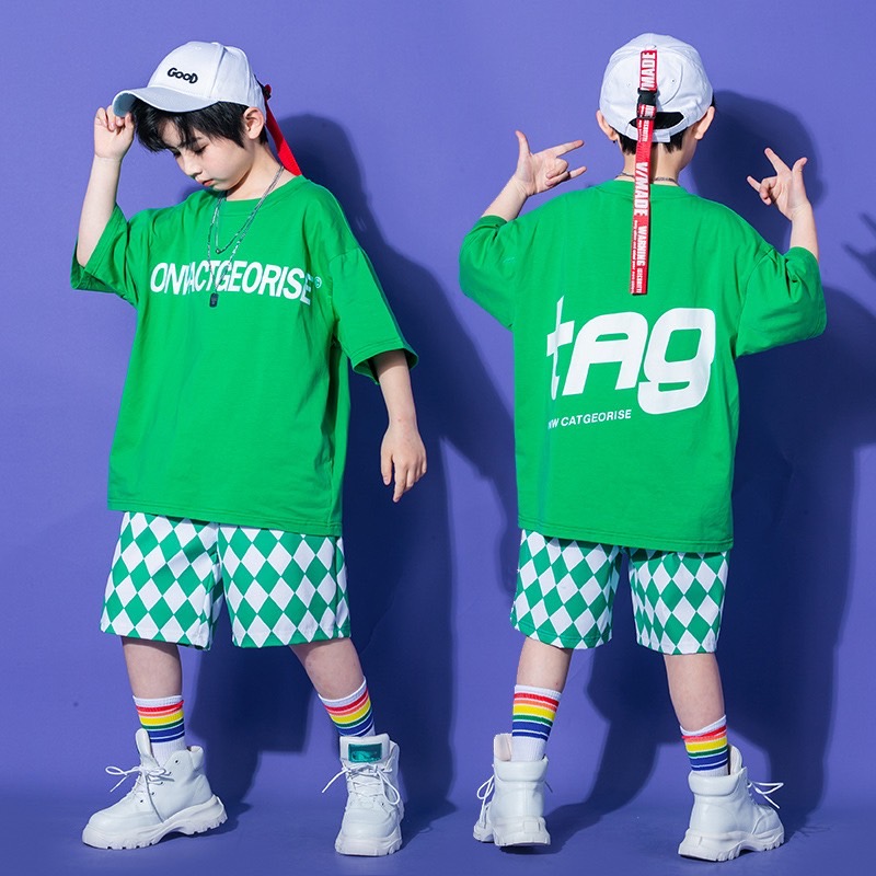 พร้อมส่ง ชุดเต้น ชุดเชียร์ เซ็ทเสื้อแขนสั้น+กระโปรง/กางเกง ลายหมากรุก