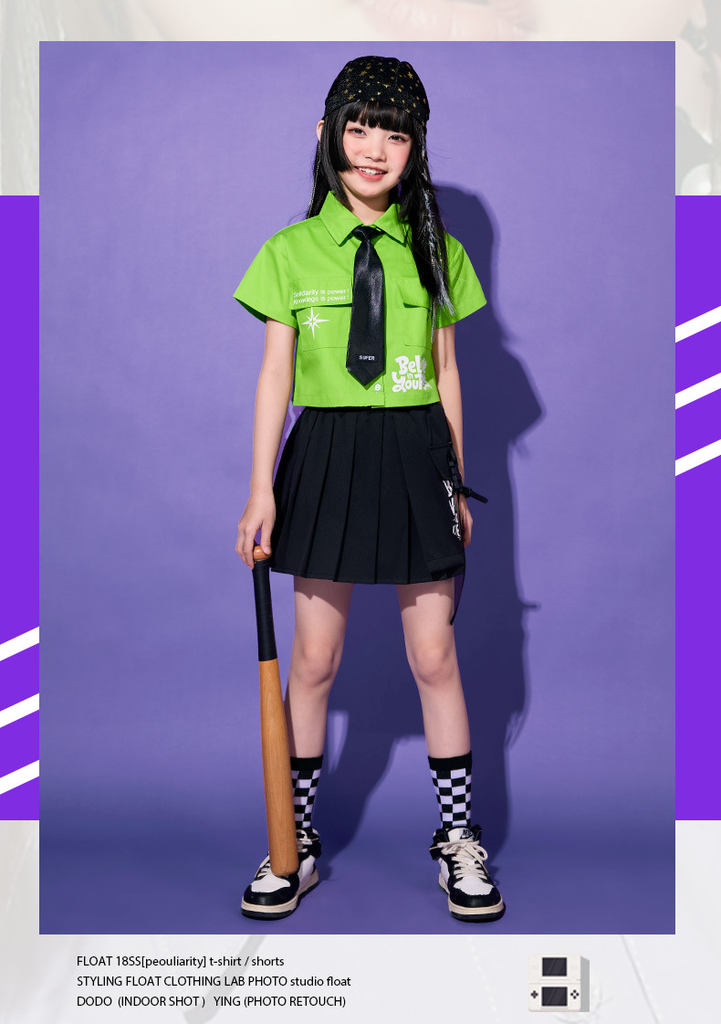 พร้อมส่ง ชุดเต้น เซ็ต เสื้อเชิ๊ต นีออน+กางเกง/กระโปรง