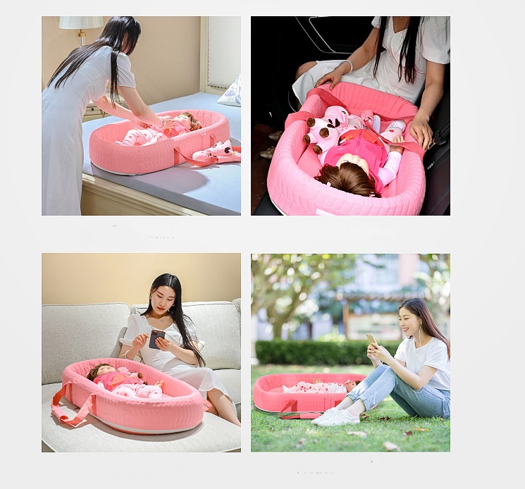 เบาะนอนเด็กพร้อมมุ้ง แบบกระเป๋าพกพา สีชมพู/สีฟ้า