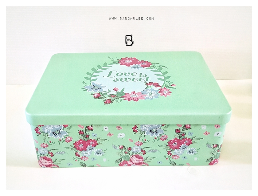 Floral Storage Tin Box กล่องเก็บของ ลายดอกไม้ งานสังกะสี