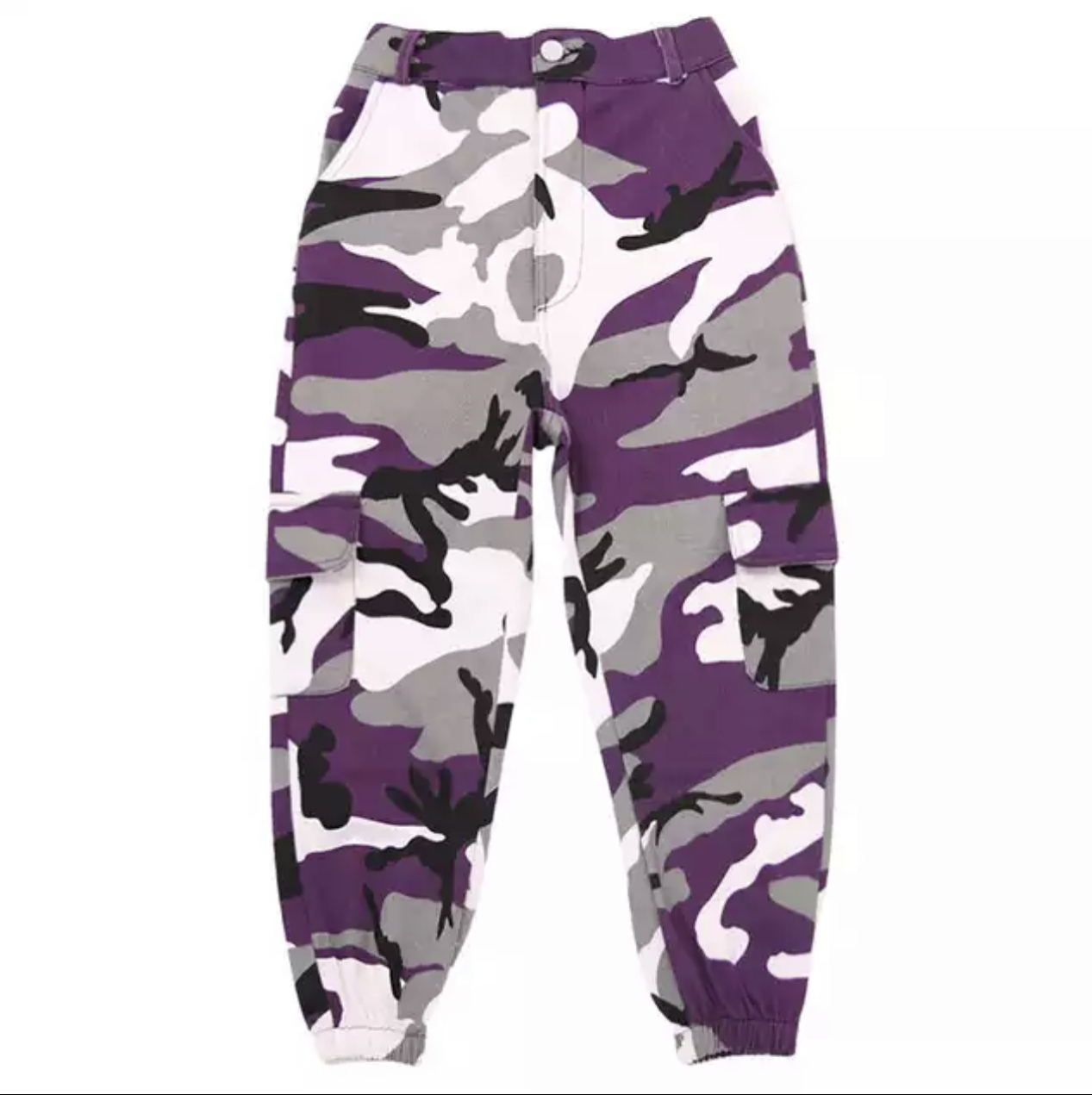 ชุดเต้น ชุดแดนซ์ เสื้อแขนยาวสีม่วง+ครอปตัวใน+กางเกงขายาว ลายทหาร