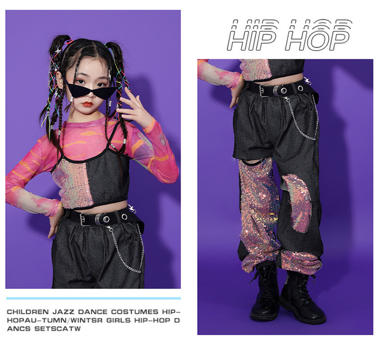 ชุดเต้น ชุดฮิปฮอป เสื้อแขนยาว + กางเกงขายาว สไตล์แบลคพิ้ง