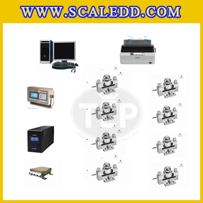 เครื่องชั่งรถบรรทุกขนาด 100 ตัน โครงสร้างแท่นชั่งทำจากเหล็กขนาด 3x18 เมตร ค่าละเอียด 10 กิโลกรัม แบบพื้นแท่นชั่งหน้าคอนกรีต