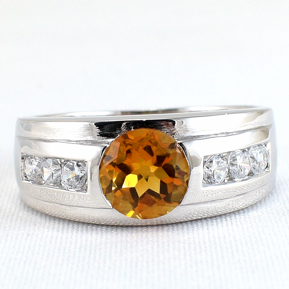 แหวนเงินแท้ราคาถูกชุบทองคำขาว ซิทรินแท้ 1.55 กะรัต งานประณีตสวยงาม สั่งผลิตค่ะ