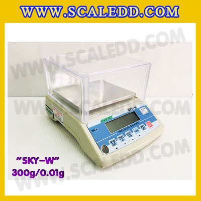 เครื่องชั่งดิจิตอล ทศนิยม 2 ตำแหน่ง SKY-W 300gx0.01g เครื่องชั่งละเอียดสูง300g เครื่องชั่งน้ำหนัก300g ตาชั่ง300กรัม ตาชั่งดิจิตอล300กรัม พิกัดน้ำหนัก 300g ความละเอียด 0.01g ยี่ห้อ JADEVER รุ่น SKY-W (เครื่องชั่งมีใบผ่านตรวจรับรองจากสำนักชั่งตวงวัด)