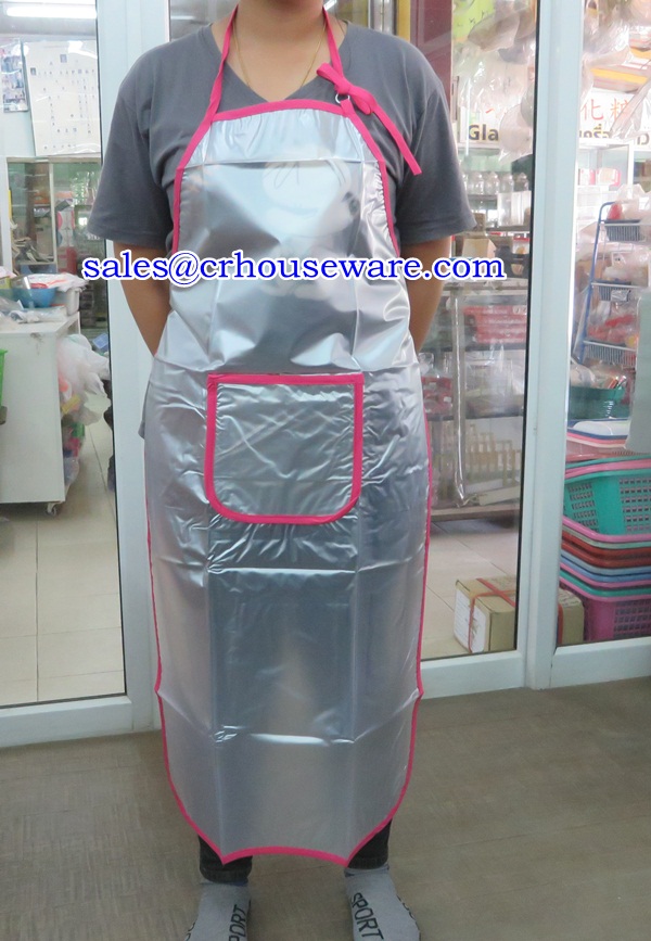 ผ้ากันเปื้อนพลาสติก PVC (ใสมัว)-ยาว 044-TMV-Lเอี๊ยมพลาสติก,เสื้อคลุมกันเปื้อน,apron,ຜ້າກັນເປື້ອນ,khăn,អាវអៀម,围裙