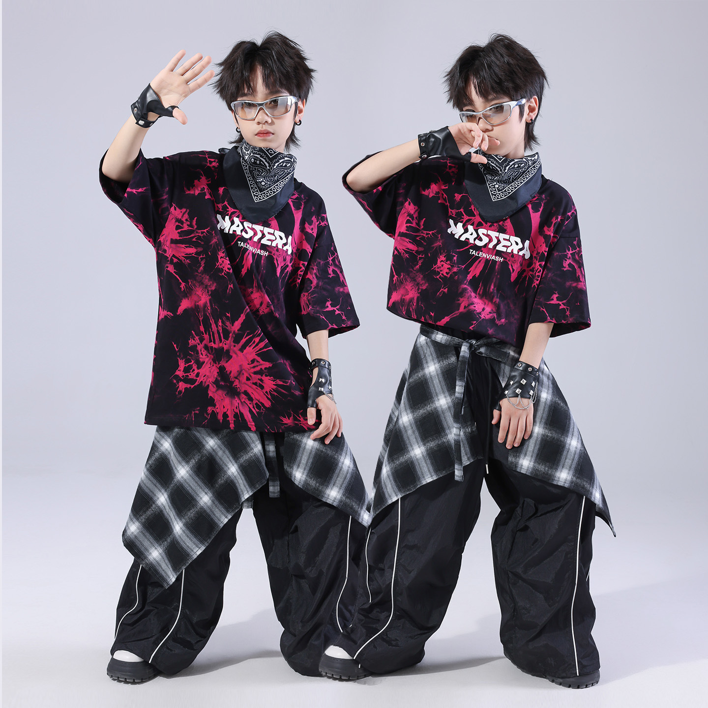 Friendly4kid ชุดเต้น เด็กชาย/หญิง ชุดเซ็ตเสื้อลายดำชมพู+กางเกงขายาวสไตล์แดนซ์**เปอดจอง