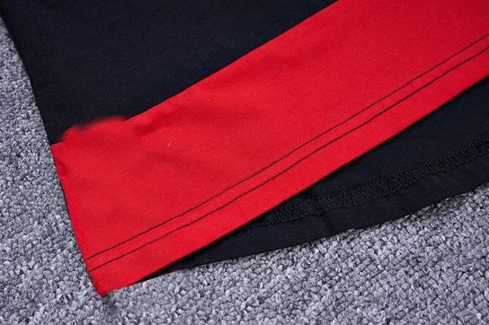 ชุดเต้น ฮิปฮอป เสื้อแขนสั้นขาวแดง+กางเกงดำ