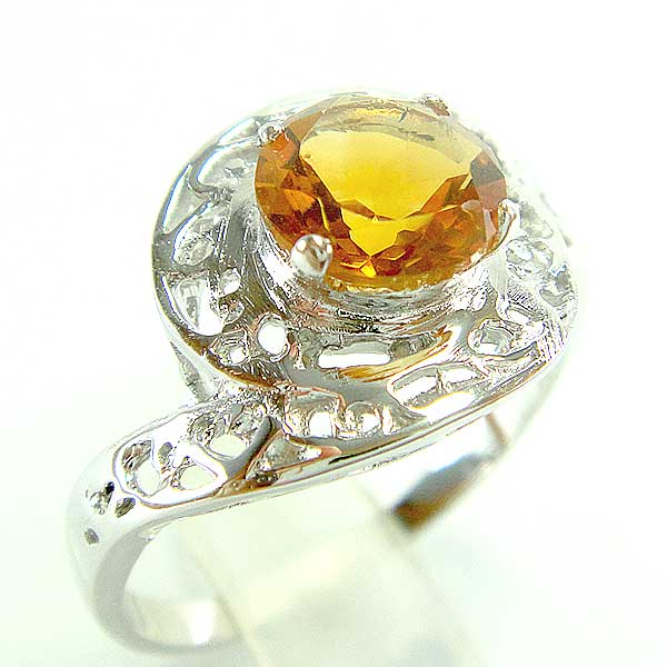 แหวนเงินแท้ราคาถูกชุบทองคำขาว ซิทรินแท้ 1.25 กะรัต งานประณีตสวยงาม สั่งผลิตค่ะ