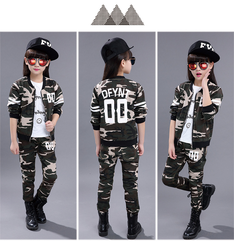 ชุดกันหนาวเด็ก ชุดเสื้อแขนยาวลายทหาร+กางเกงขายาว