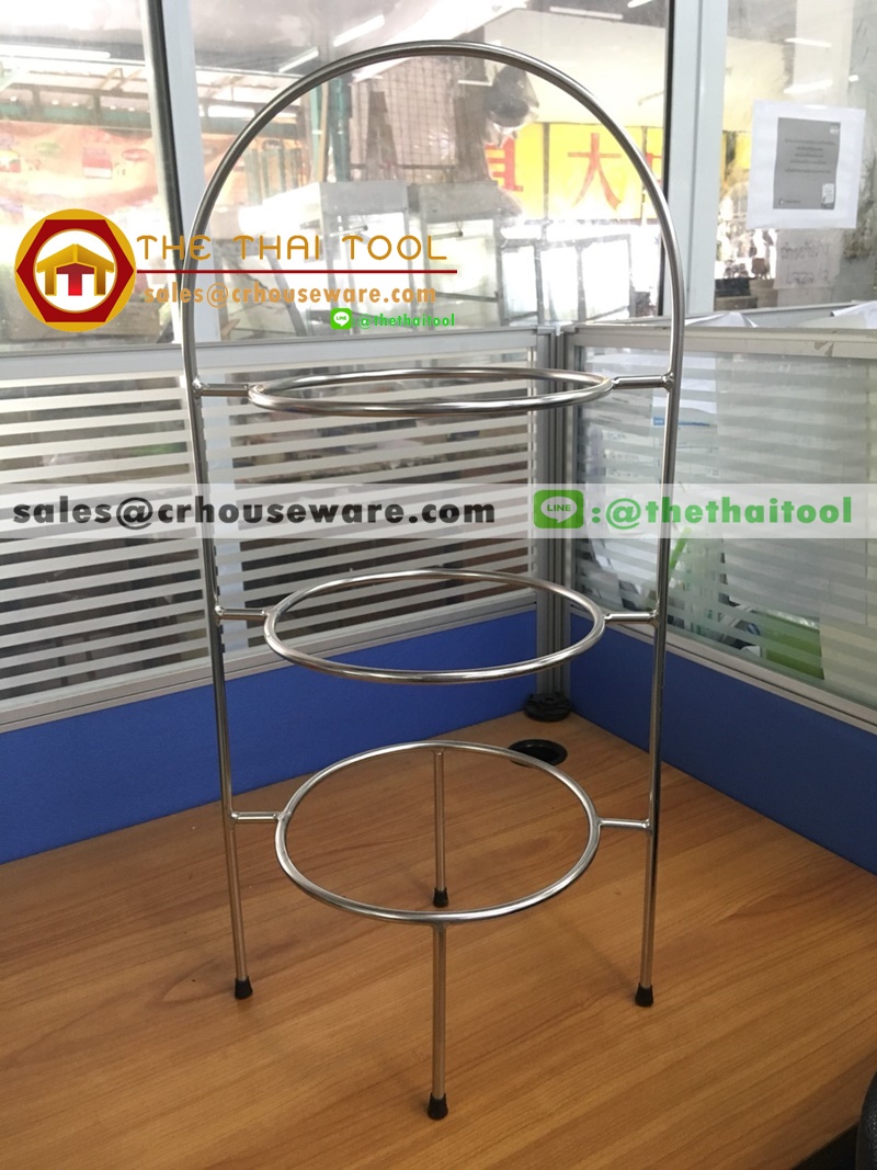 3-tier high tea stand ชั้นโชว์สแตนเลส 3 ชั้น ทรงกลม 005-JP-HTR-22 ,ไฮทีทรงกลม3ชั้น (ไม่รวมจาน)