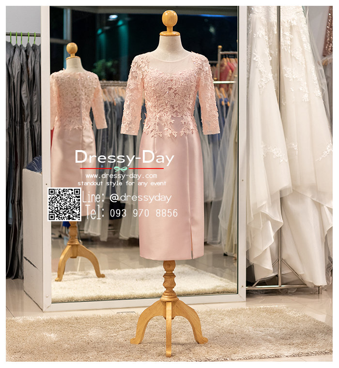 รหัส ชุดเจ้าภาพ :PFS092 ชุดราตรีสั้น มีแขน ปักลูกไม้ สวย หรู หวานละมุนแบบมีคลาส ใส่ไปงานแต่งงานเช้า กลางวัน กลางคืน คนอ้วน คนอวบใส่สวย