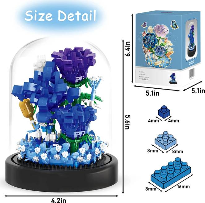 เลโก้นาโน Blue Enchantress and Display Box(ต้นกุหลาบม่วงพร้อมโคมครอบ) Size Jumbo