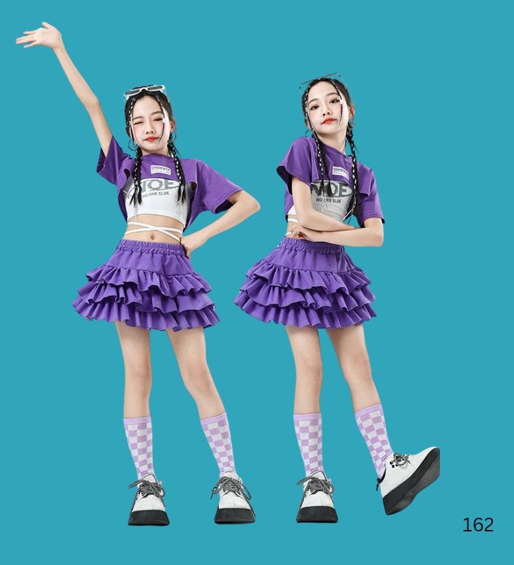 ชุดเต้น ชุดฮิปฮอป เซ็ตสีม่วง ทีมม่วง สินค้าพร้อมส่ง