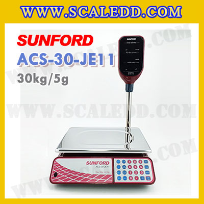เครื่องชั่งดิจิตอลคำนวณราคา SUNFORD ACS-30-JE11 เครื่องชั่งดิจิตอลคำนวณราคาพิกัด 30kg กิโลคำนวณราคา เครื่องชั่งคิดเงิน ตาชั่งคิดเงิน กิโลคิดเงินได้ พิกัดน้ำหนัก 30kg อ่านค่าละเอียด 5g (รหัสตัวแทนจำหน่าย B198)