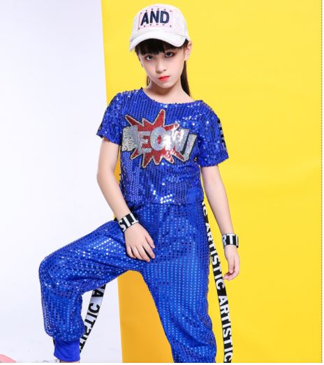 พร้อมส่ง ชุดแดนซ์ ชุดเต้น เสื้อครอปแขนสั้น +กางเกงขายาว ปักเลื่อม ปักอักษร MEOW