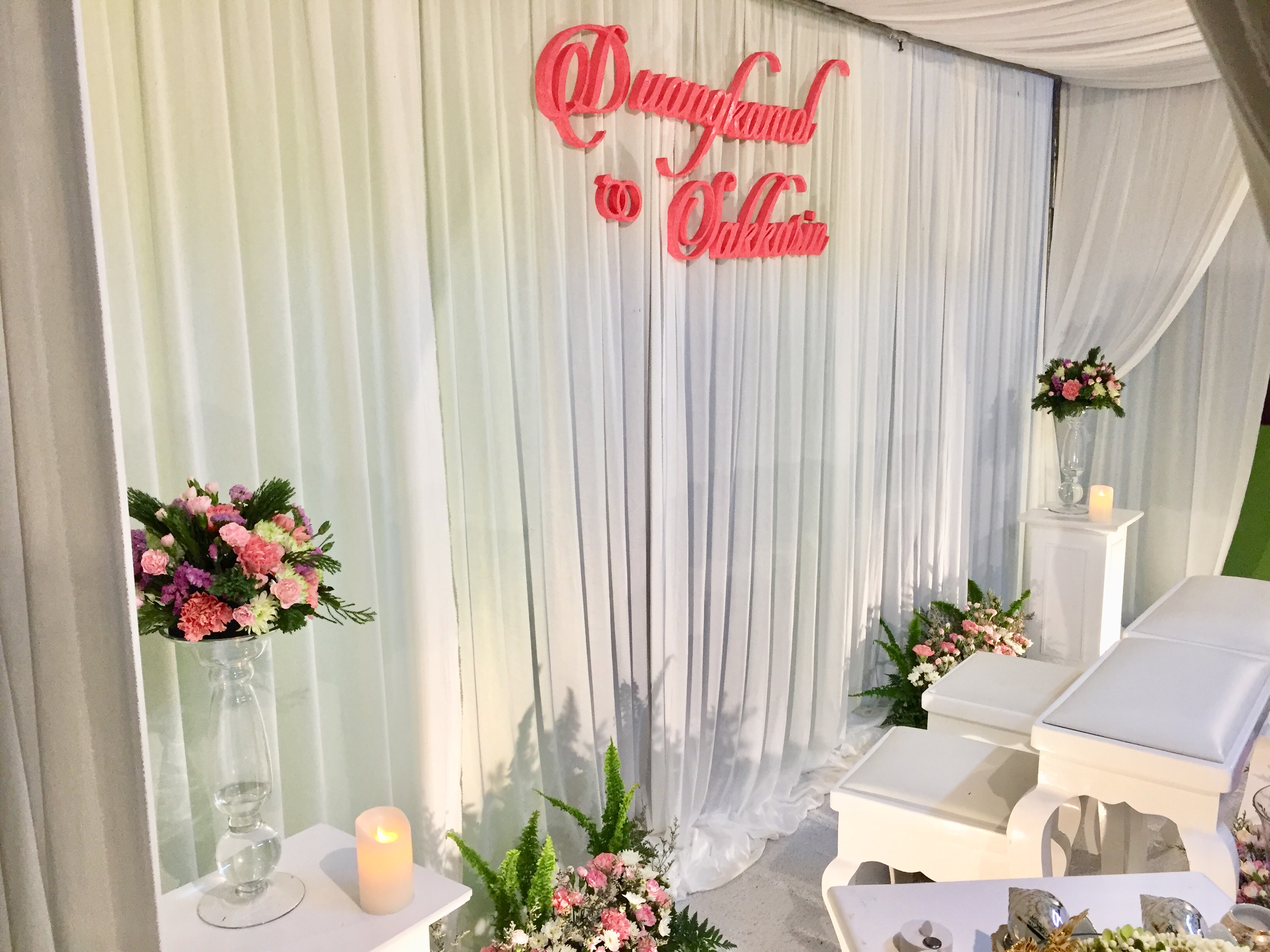 Backdropหลั่งน้ำสังข์ แบบโดมผ้า งานแต่งคุณอุ้ม คุณกอล์ฟ 25กพ61 (อ.บัวใหญ่ จ.นครราชสีมา)