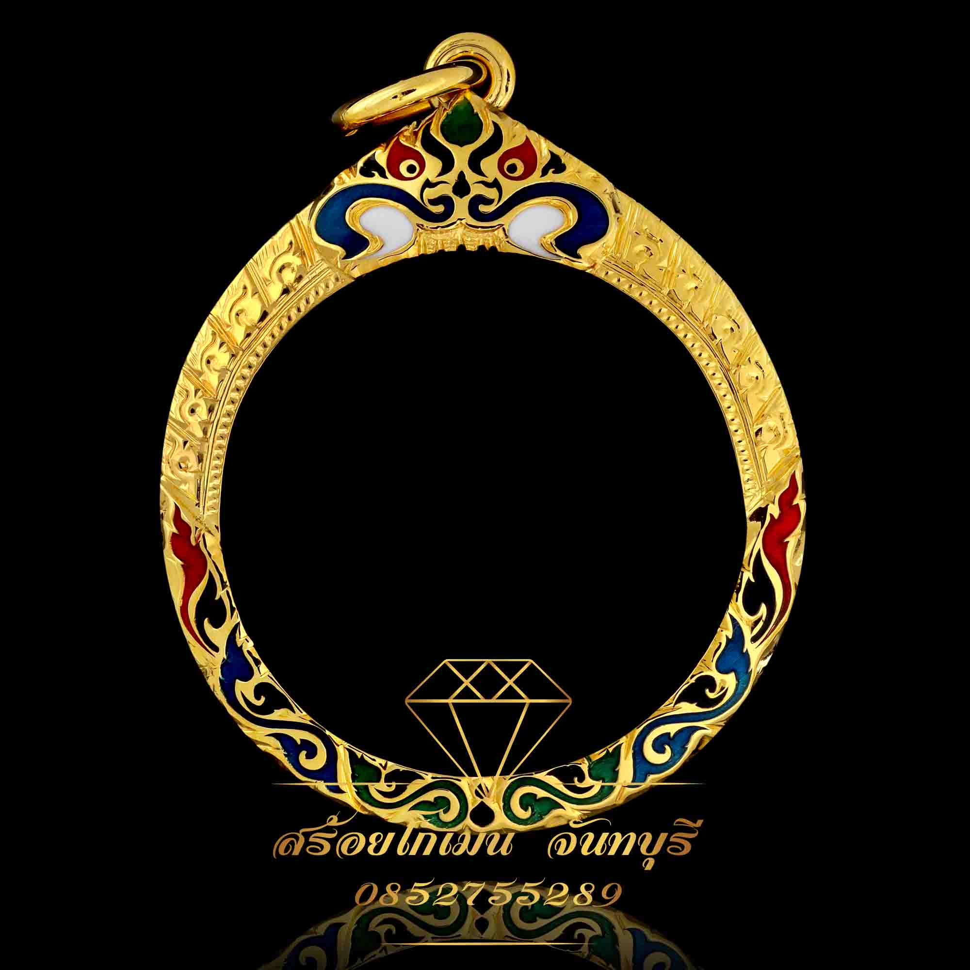 กรอบพระลงยาหลายสี แกะลายด้วยระบบเลเซอร์