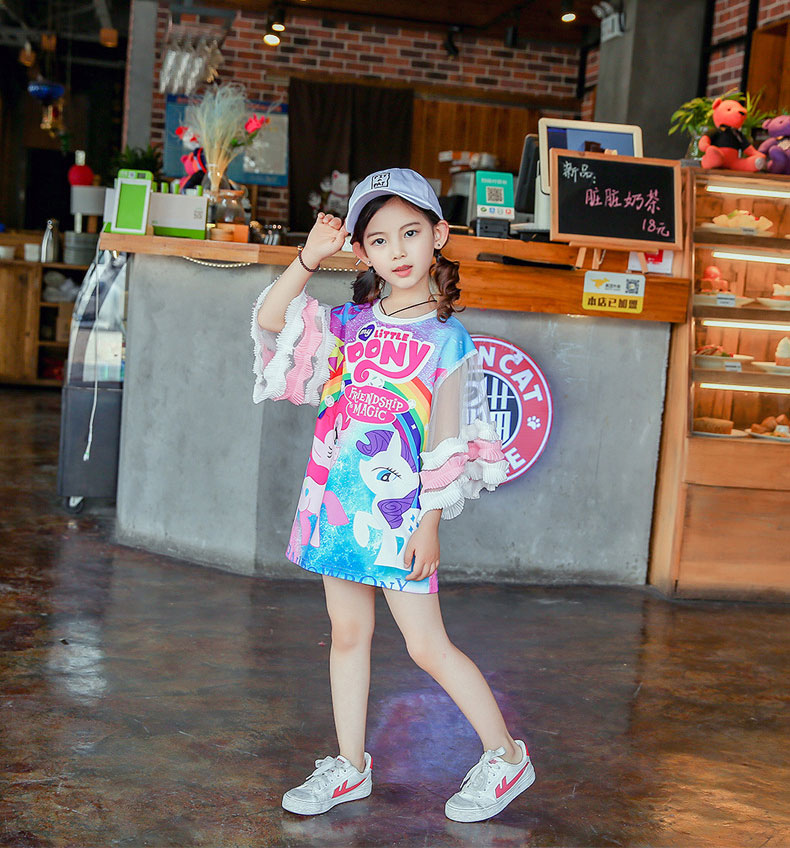 เดรสม้าโพนี่ แขนระบายสีฟ้า