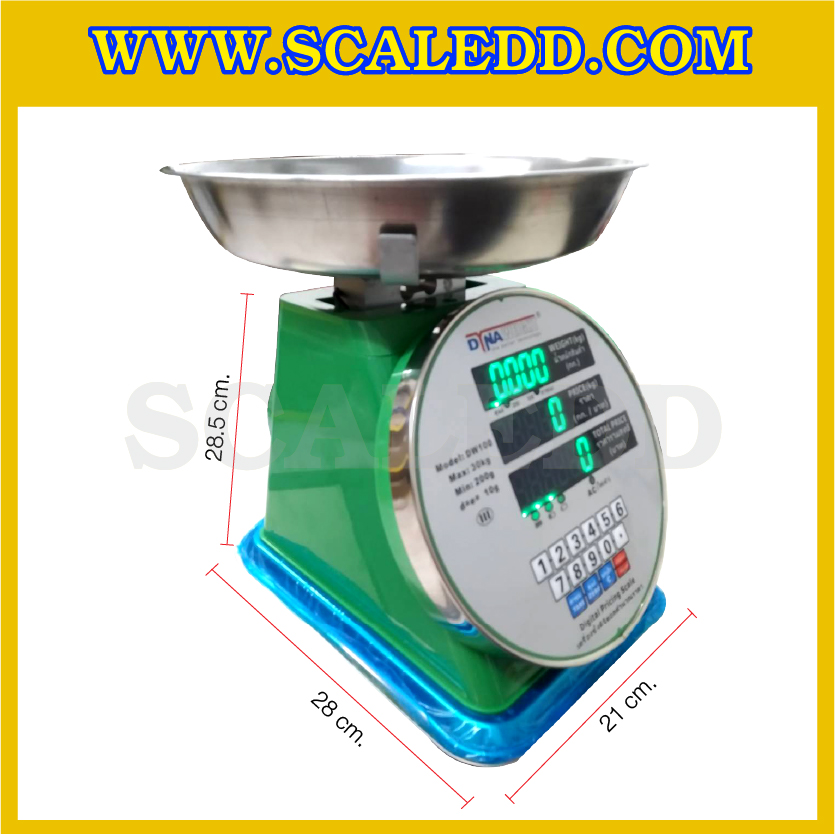 เครื่องชั่งคำนวณราคา30kg รุ่น DW100-LED จานกลม เครื่องชั่งดิจิตอล30kg เครื่องชั่ง30kg ความละเอียด10g ตาชั่ง30กิโล เครื่องชั่งยี่ห้อ DYNAWEIGHT (ผ่านตรวจรับรองจากสำนักงานกลางชั่งตวงวัด)