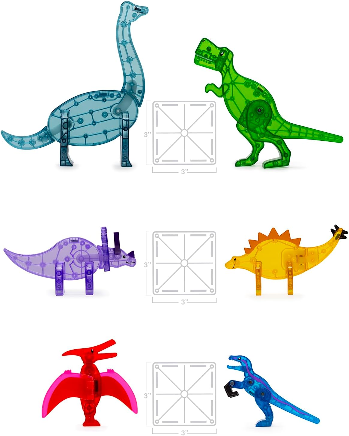 MAGNA-TILES Dinosaur World X - 50-Piece Magnetic Construction Set