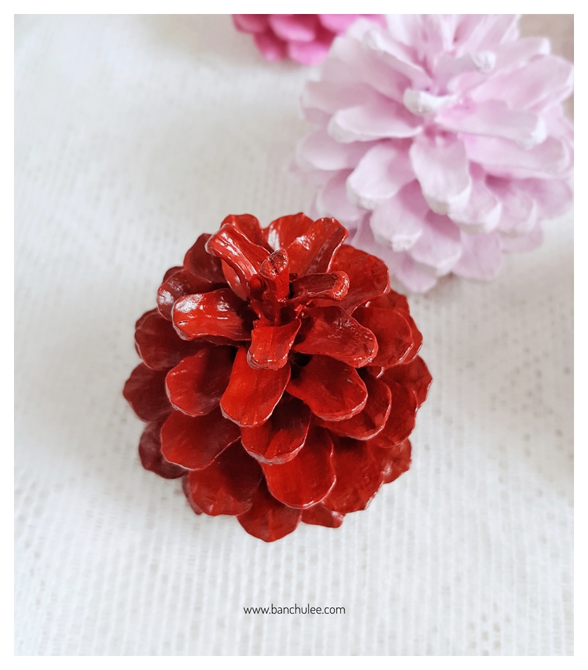 Painted Pine Cone ลูกสนธรรมชาติ ทาสีอะครีลิคสำหรับงานไม้