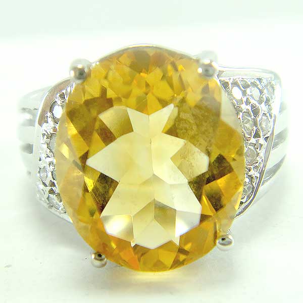 แหวนเงินแท้ราคาถูกชุบทองคำขาว ซิทรินแท้ 6.50 กะรัต เพชรCZ 0.14 กะรัต งานประณีตสวยงาม สั่งผลิตค่ะ