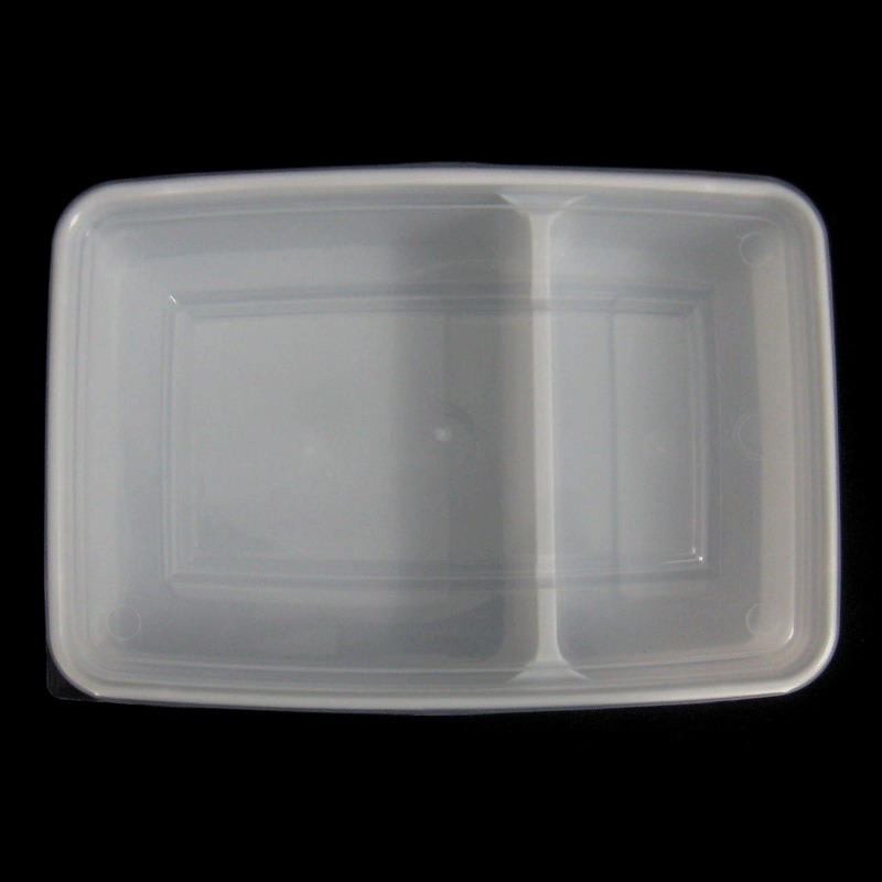 กล่อง TAKE AWAY 2 ช่อง ตัวขาว/ฝาใส # 1597 ( 50 ใบ )