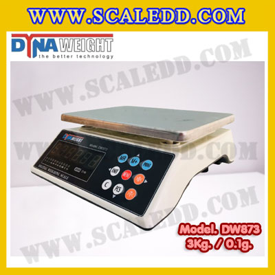 เครื่องชั่งดิจิตอล พิกัดน้ำหนัก 3kg ค่าละเอียด 0.1g ยี่ห้อ Dynaweight รุ่น DW873
