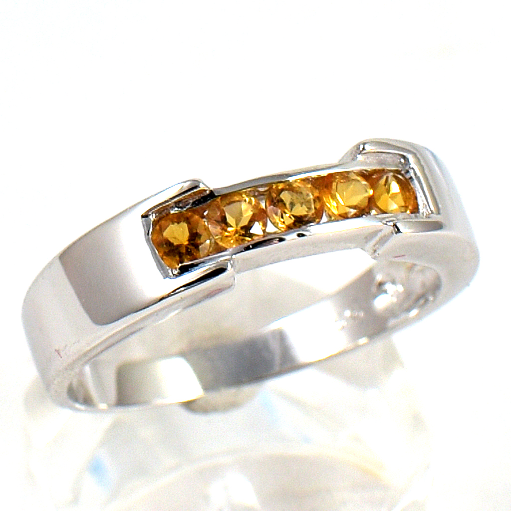 แหวนเงินแท้ราคาถูกชุบทองคำขาว ซิทรินแท้ 0.30 กะรัต งานประณีตสวยงาม สั่งผลิตค่ะ