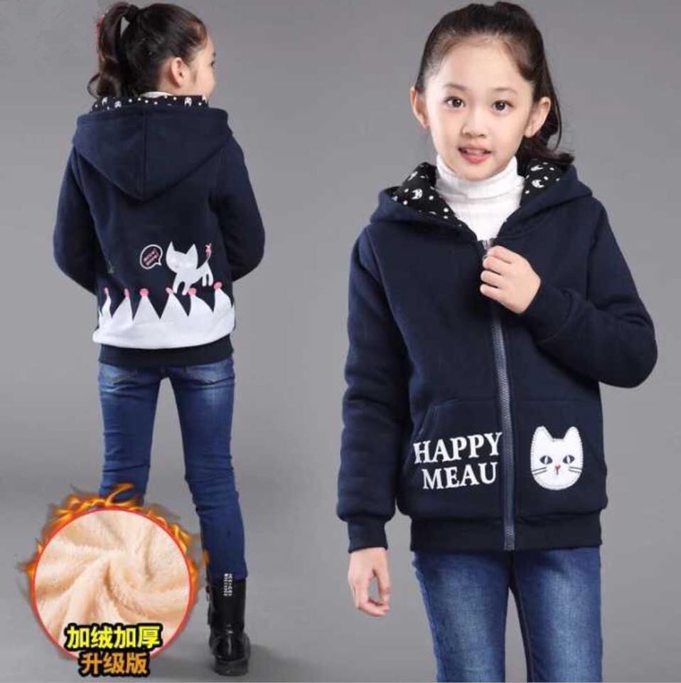 เสื้อกันหนาว: เสื้อกันหนาวแมว บุขน สีชมพูเข้ม