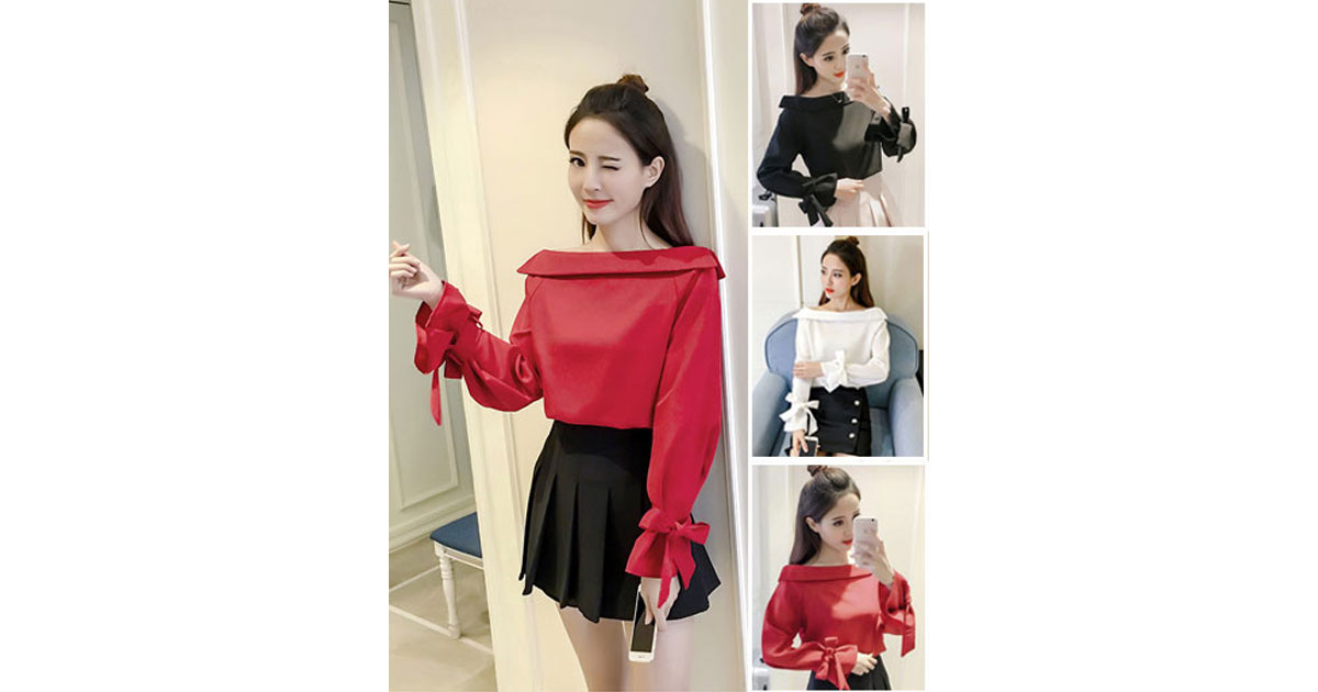 เสื้อแฟชั่นคอปาดแบบสวยหรูดูดี มี3สี รหัส1955