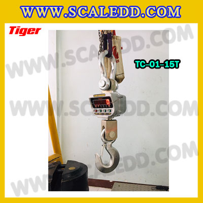 ตาชั่งแขวน15ตัน เครื่องชั่งแขวน15ตัน เครื่องชั่ง15ตัน เครื่องชั่งแขวนดิจิตอล15ตัน พิกัด 15ตัน ค่าละเอียด 5กิโลกรัม ตะขอหมุนได้360องศา เครื่องชั่งแขวนยี่ห้อ TIGER รุ่น TC-01