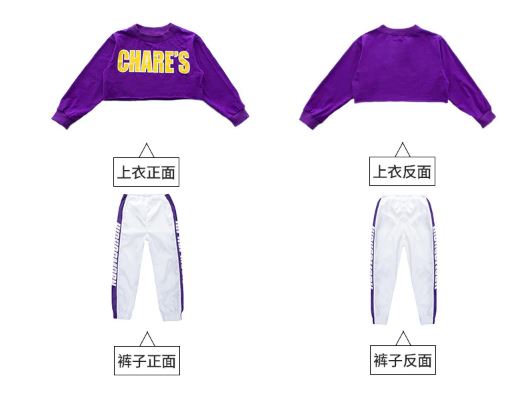ชุดเต้น เสื้อครอป แขนยาว Chare' พร้อมกางเกงวอร์ม
