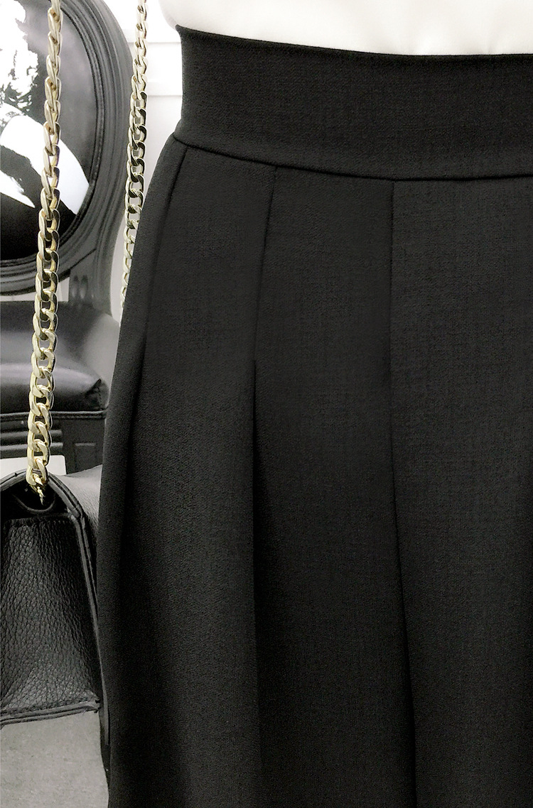 กางเกงแฟชั่น 5 ส่วนเอวยางยืดขาบานพริ้วสวยหวานสไตล์เกาหลี รหัส 1657-สีดำ