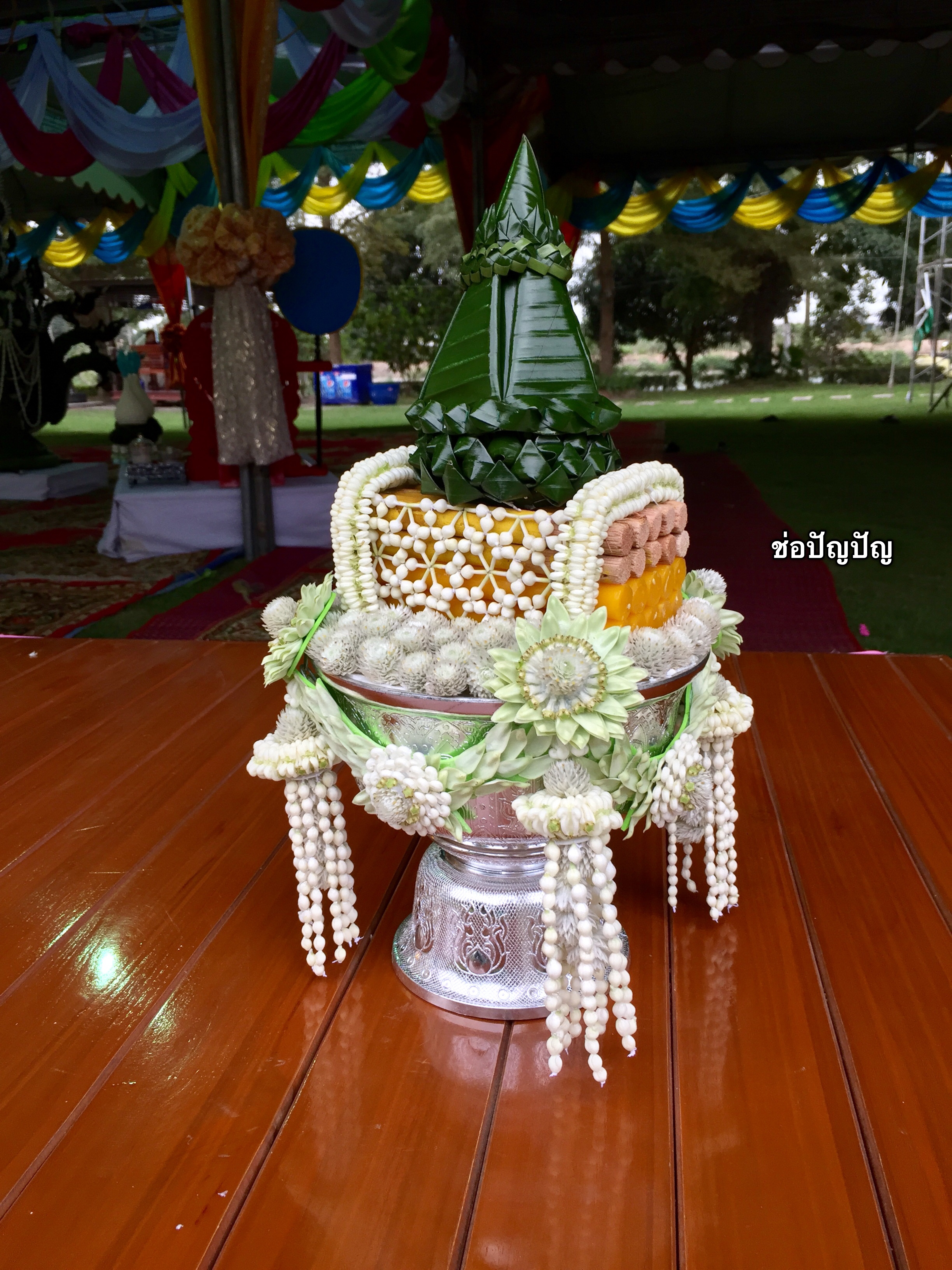 ชุดเครื่องบวชดอกไม้สด โทนสีฟ้า ส่งงานธีระฟาร์ม อ่างทอง
