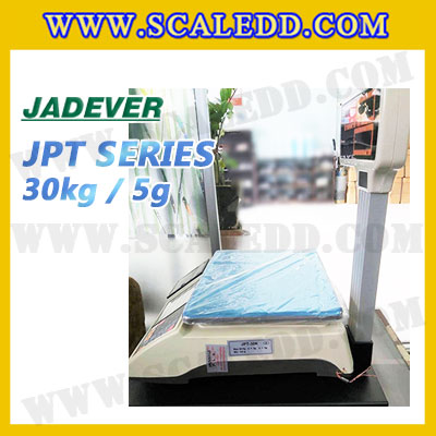 เครื่องชั่งดิจิตอล30กิโลกรัมมีปริ้น ยี่ห้อ JADEVER รุ่น JPT Series ความละเอียด0.005kg (ผ่านตรวจรับรองจากสำนักงานกลางชั่งตวงวัด)
