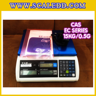 เครื่องชั่งนับจำนวนตั้งโต๊ะ15kg เครื่องชั่งน้ำหนัก15kg เครื่องชั่ง15kg กิโล ตาชั่งนับชิ้นงาน15kg เครื่องชั่งดิจิตอล15kg. ความละเอียด0.5g ยี่ห้อ CAS รุ่น EC (เครื่องชั่งผ่านตรวจรับรอง)